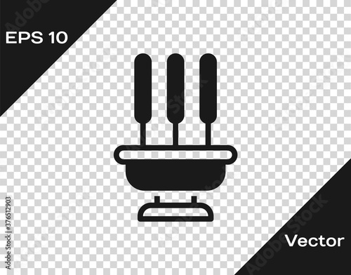 Black Burning aromatic incense sticks icon isolated on transparent background. Vector.