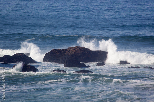 Ocean waves on a rocky shore