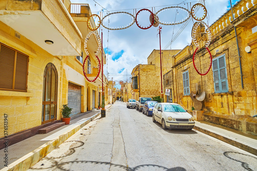 Decorated street of Nadur, Gozo, Malta photo