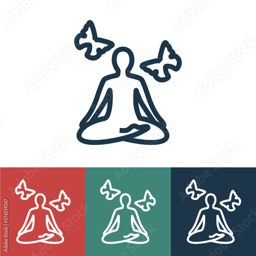Linear vector icon with relaxation yoga