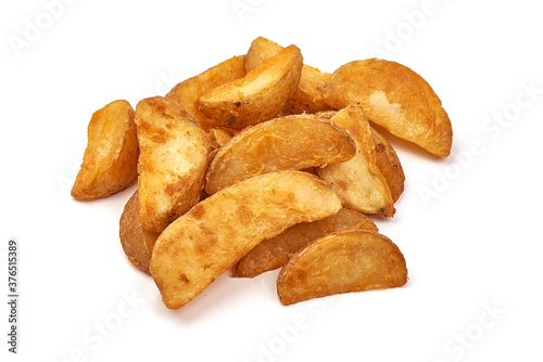 Fried Potato wedges, Fast food, isolated on a white background