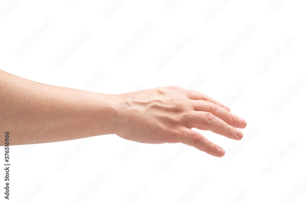 Man hand pointing or touching isolated