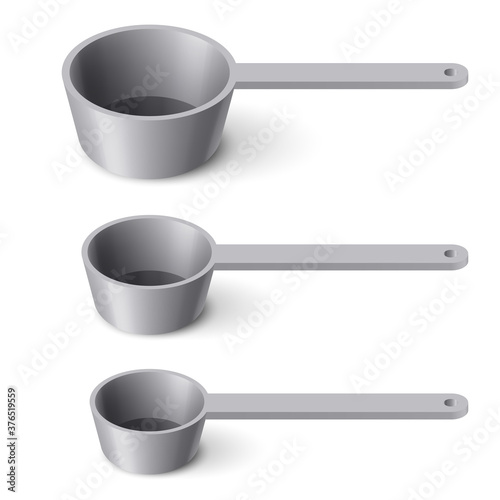Set of Stainless Steel Measuring Spoons in Varying Sizes, Used to Measure an amount of an ingredient. Illustration on a White for Your Web Mobile App Logo Design