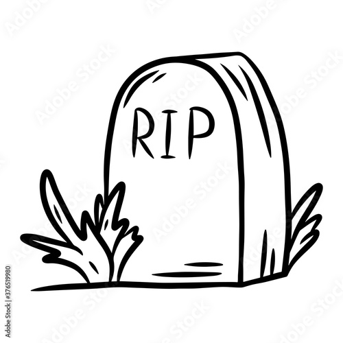 Old tombstone. Hand drawn vector illustration in doodle style, isolated on a white background.