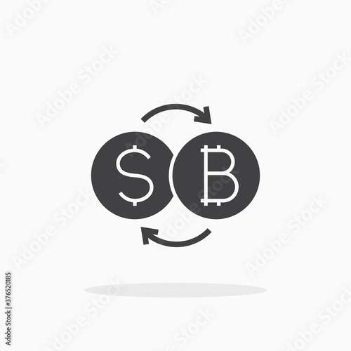 Bitcoin to dollar exchange icon.