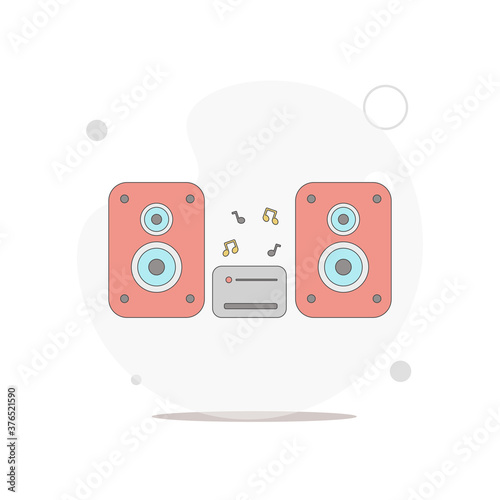 sound system. stereo speakers vector flat illustration on white