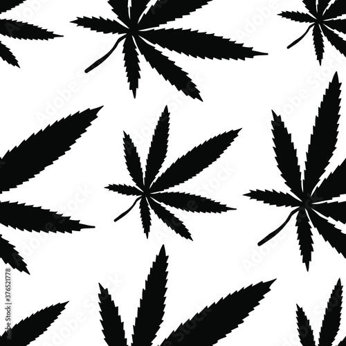 Cannabis decorative leaf seamless pattern. Vector stock illustration eps10