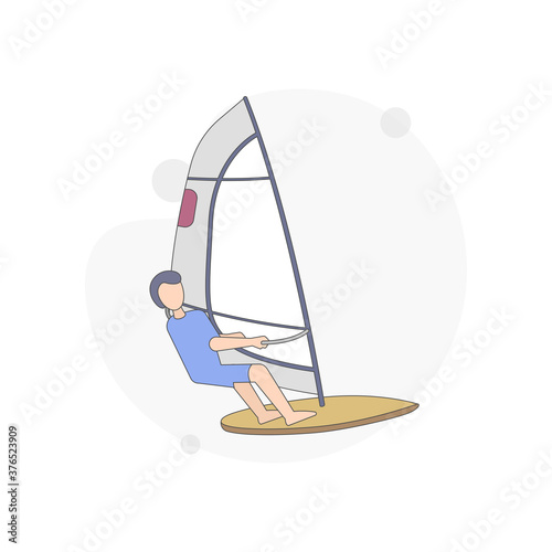 windsurfer character vector flat illustration on white