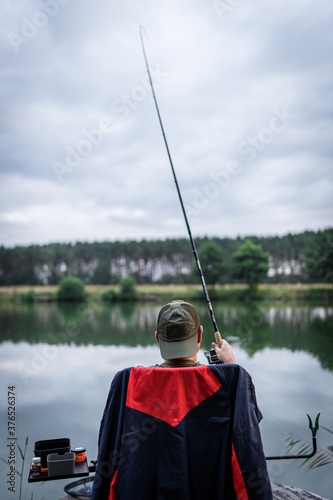 Angler fishing on the lake