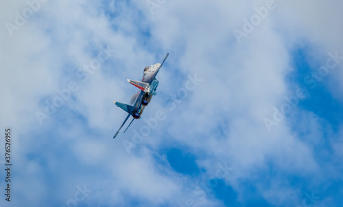 Kubinka, Moscow Region, Russia - August 30, 2020: Su-30SM NATO code name: Flanker-C jet fighter of the Russian knights