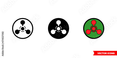 Chemical weapon icon of 3 types color, black and white, outline. Isolated vector sign symbol.