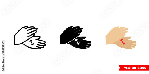 Clap icon of 3 types color, black and white, outline. Isolated vector sign symbol.