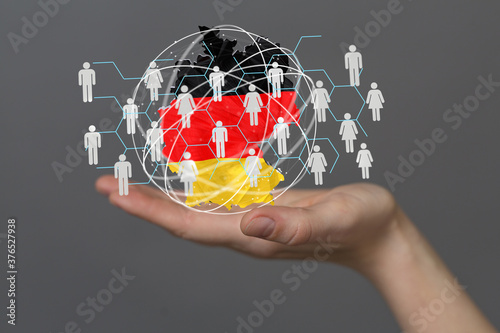 Abstract of germany map network  internet and global connection concept  Wire Frame 3D mesh polygonal network line  design sphere  dot and structure.