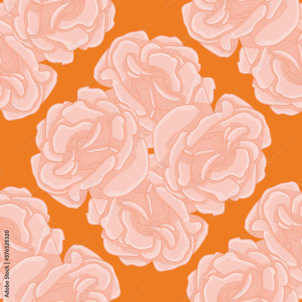 Abstract Rose bundle vector repeating pattern. Orange floral group seamless illustration background. Abstract Rose bundle vector repeating pattern. Orange floral group seamless illustration background.
