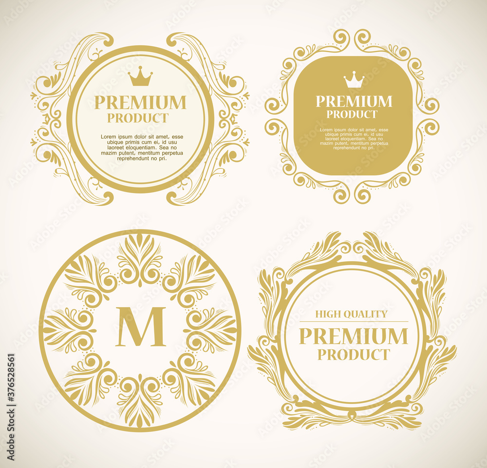 set of luxury gold decoration labels vector illustration design set of luxury gold decoration labels vector illustration design
