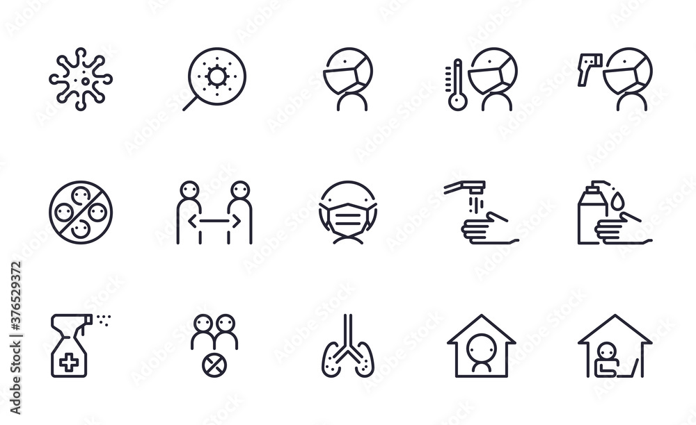 Set of  Flu Prevention vector icon illustration
