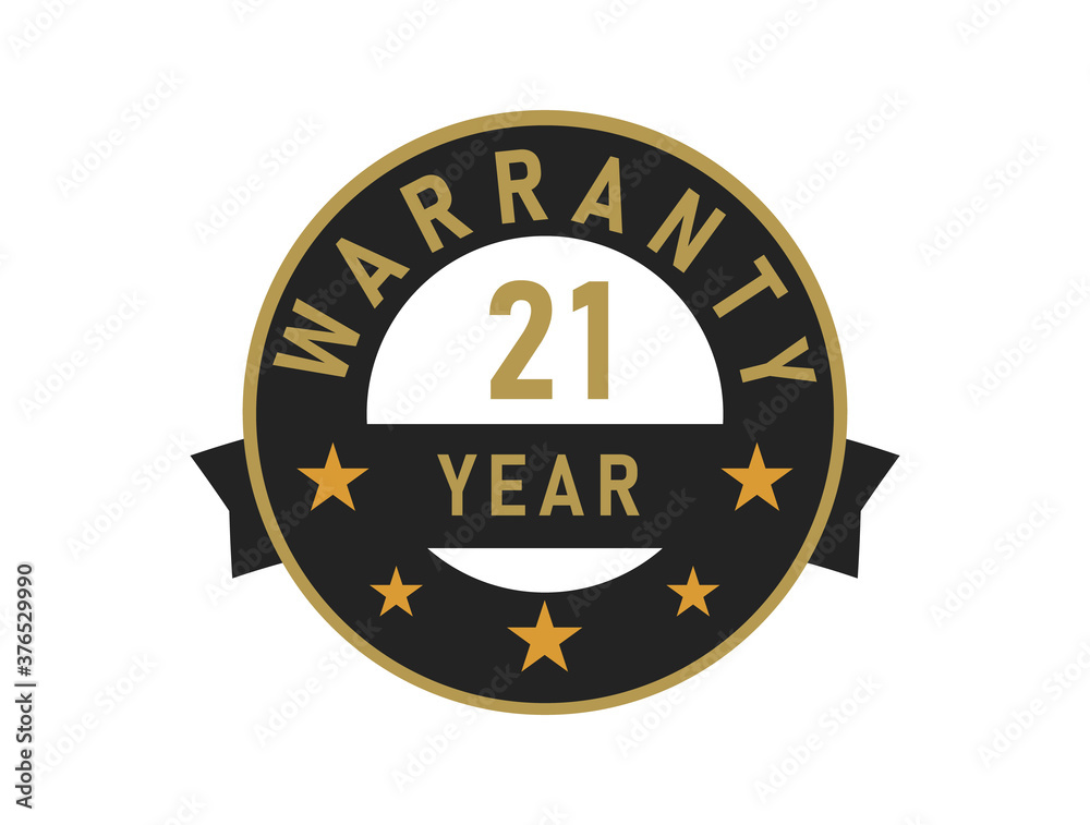 Fototapeta premium 21 year warranty gold text with Black badge vector image