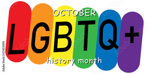 LGBT history month is traditionally celebrated in October. LGBT design for posters, textiles, web banners. All elements are isolated. photo