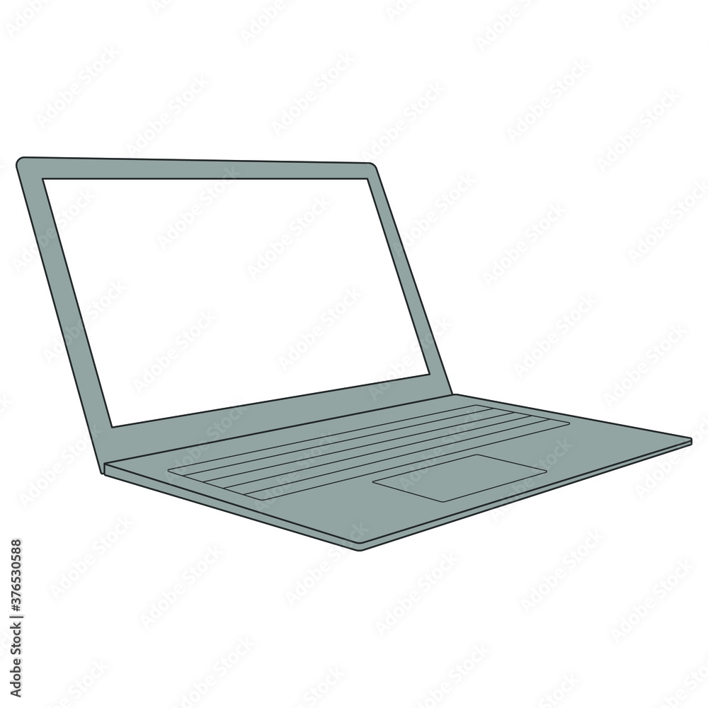 Gray laptop on white background Gray laptop on white background