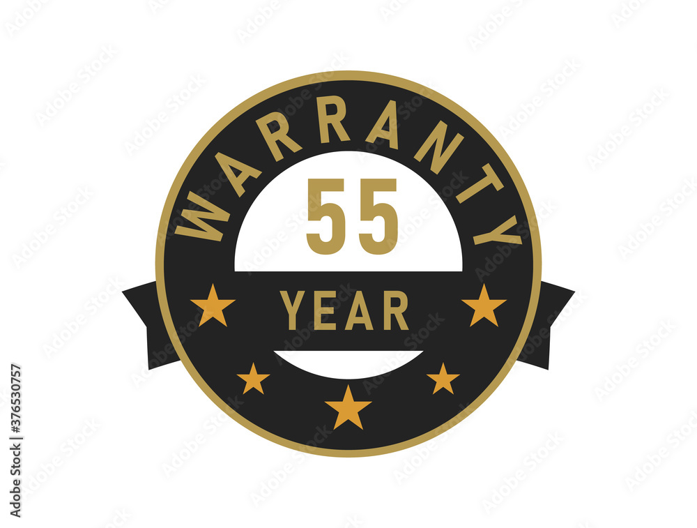 Fototapeta premium 55 year warranty gold text with Black badge vector image