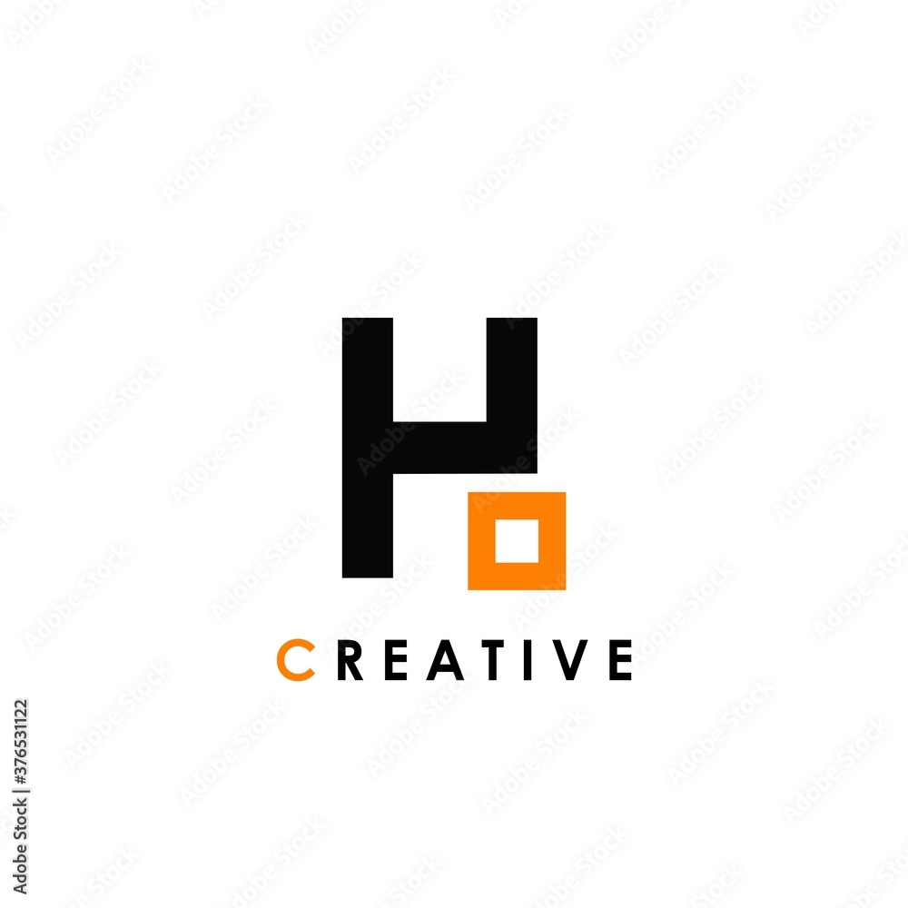 H letter initial with square shape logo template design for brand identity H letter initial with square shape logo template design for brand identity