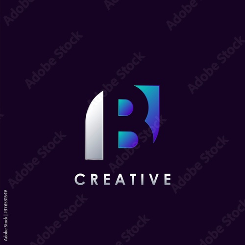 Negative Space B letter initial logo template design for brand identity