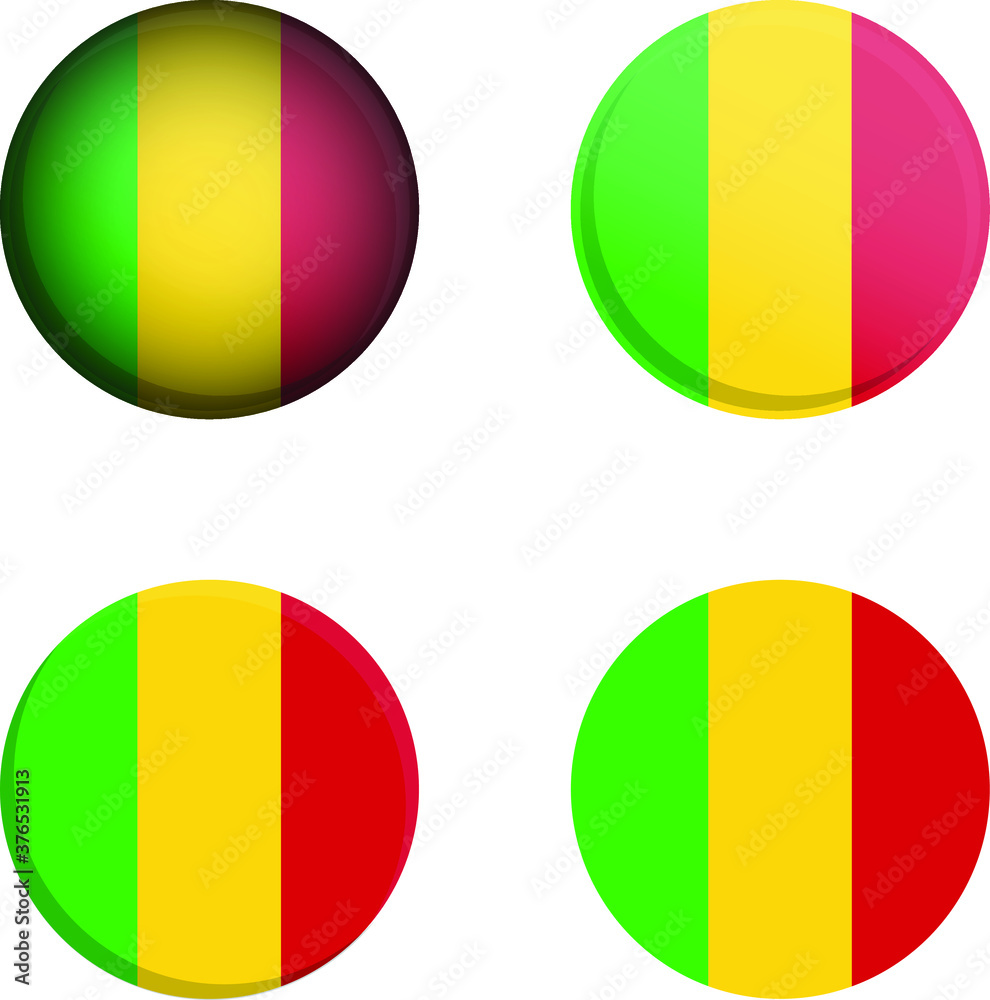 Fototapeta premium Mali Round Country Flag in different styles disc badge vector illustration