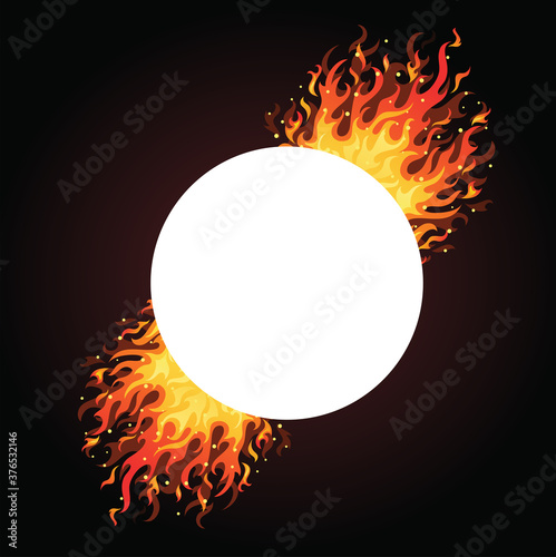 Pattern of fires with white circle on the dark background.