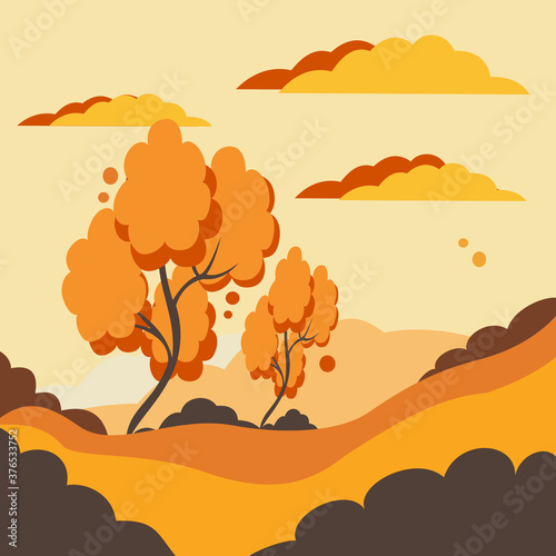 Autumn landscape. Vector. Background illustration.