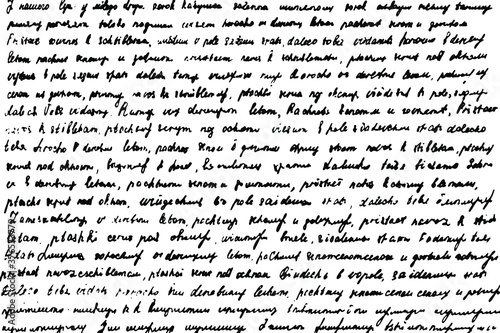 Grunge texture of handwritten unreadable illegible text. Background of unreadable handwritten text. Vector illustration. Overlay template.