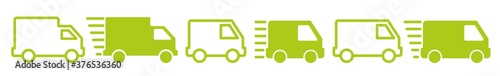 Delivery Truck Icon Green | Delivery Service Illustration | Fast Shipping Symbol | Courier Logo | Transport Sign | Isolated | Variations