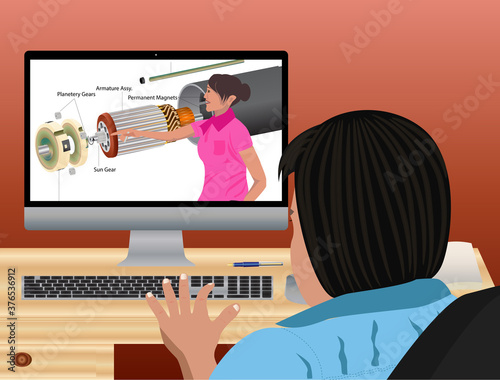 Vector illustration of learning through online classes