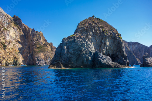 A cliff rock in Palmarola island (Ponza. Latina, Italy).