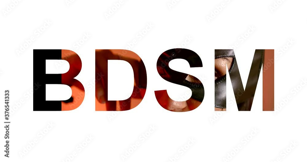 BDSM inscription at white background, sexy woman with erotic mask at letters BDSM inscription at white background, sexy woman with erotic mask at letters