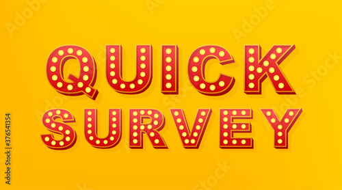 Retro light text quick survey. Retro light bulb. Vector stock illustration.