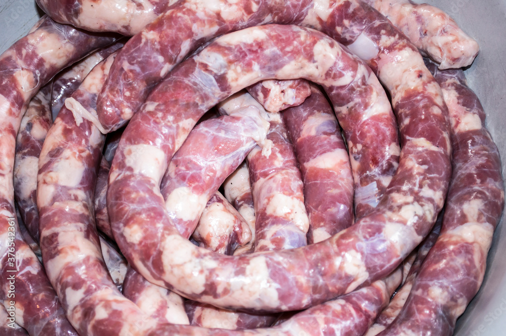 The process of making homemade sausage at home The process of making homemade sausage at home