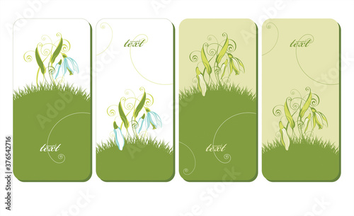 Set of labels with spring flowers. Vector illustration with copy space for your text or logo.
