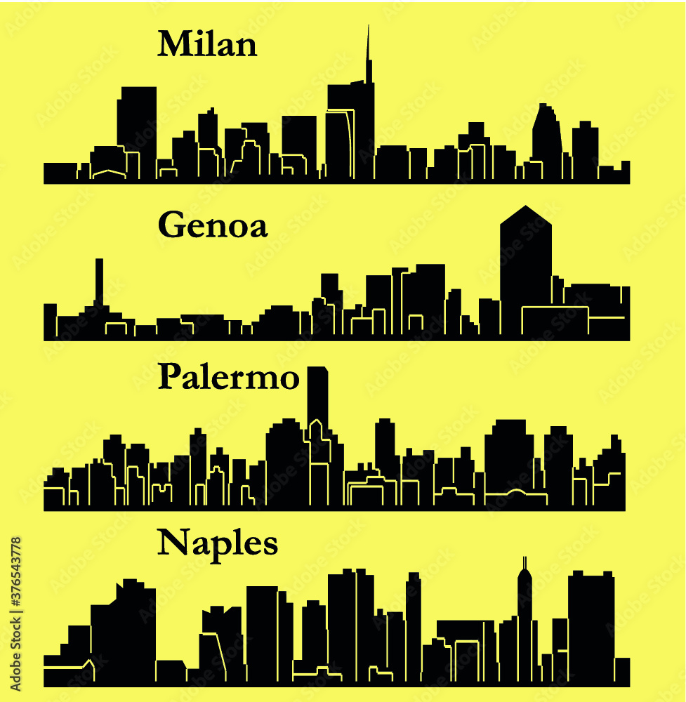 4 Cities in Italy -  Milan, Palermo, Genoa, Naples ( Milano, Napoli, Genova, Palermo )