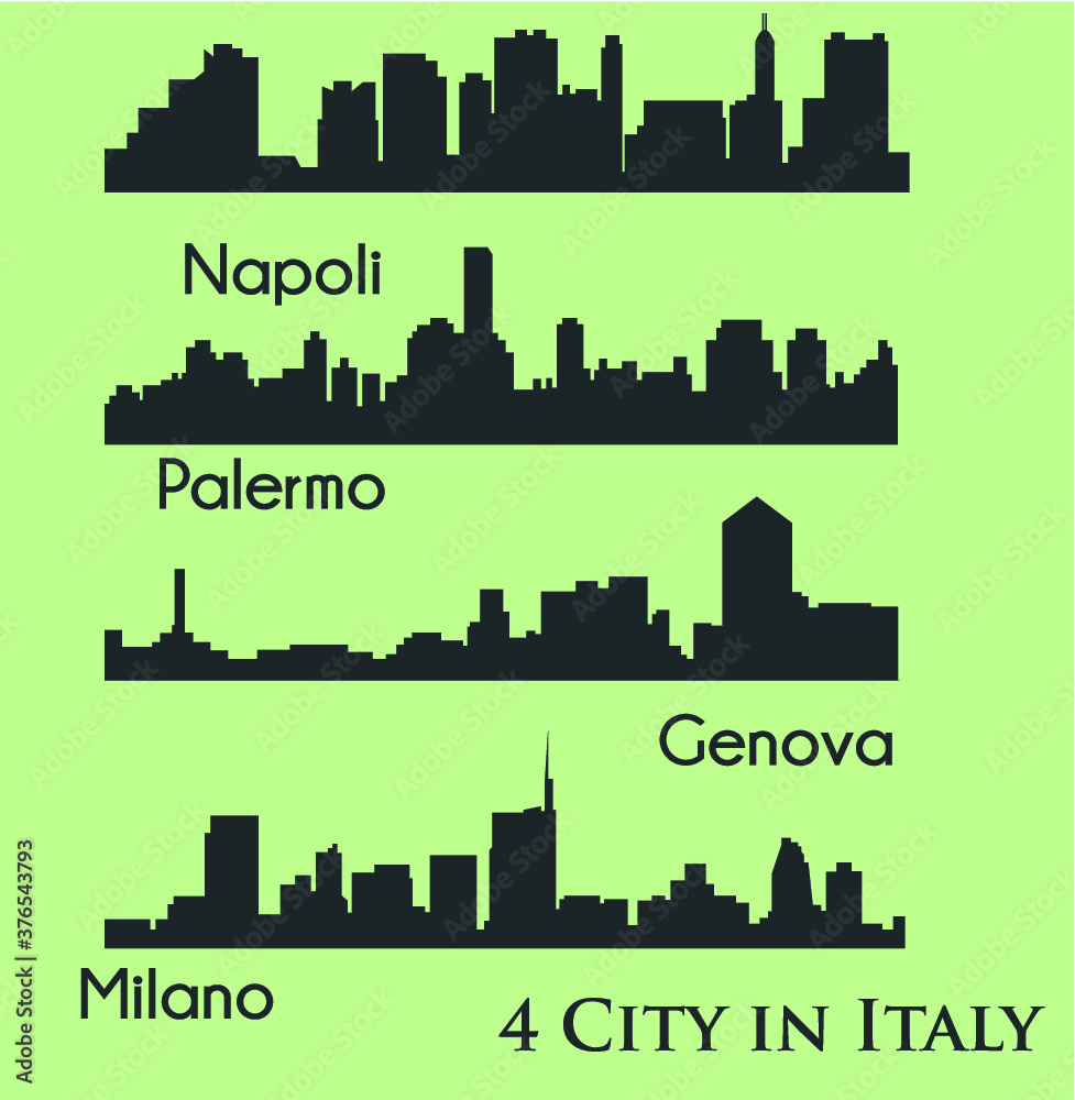 4 Cities in Italy -  Milan, Palermo, Genoa, Naples ( Milano, Napoli, Genova, Palermo )