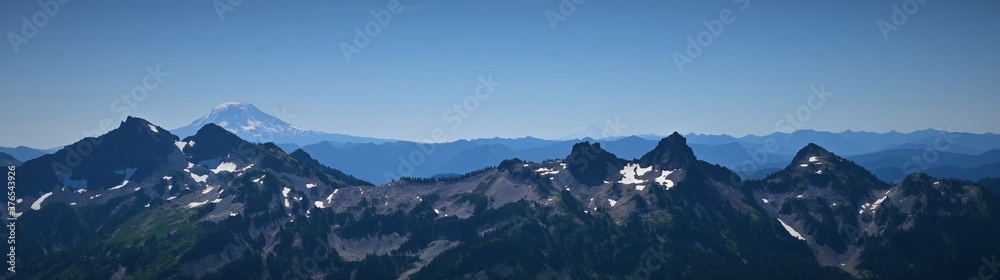 mountains and mountain views with blue sky, scenery