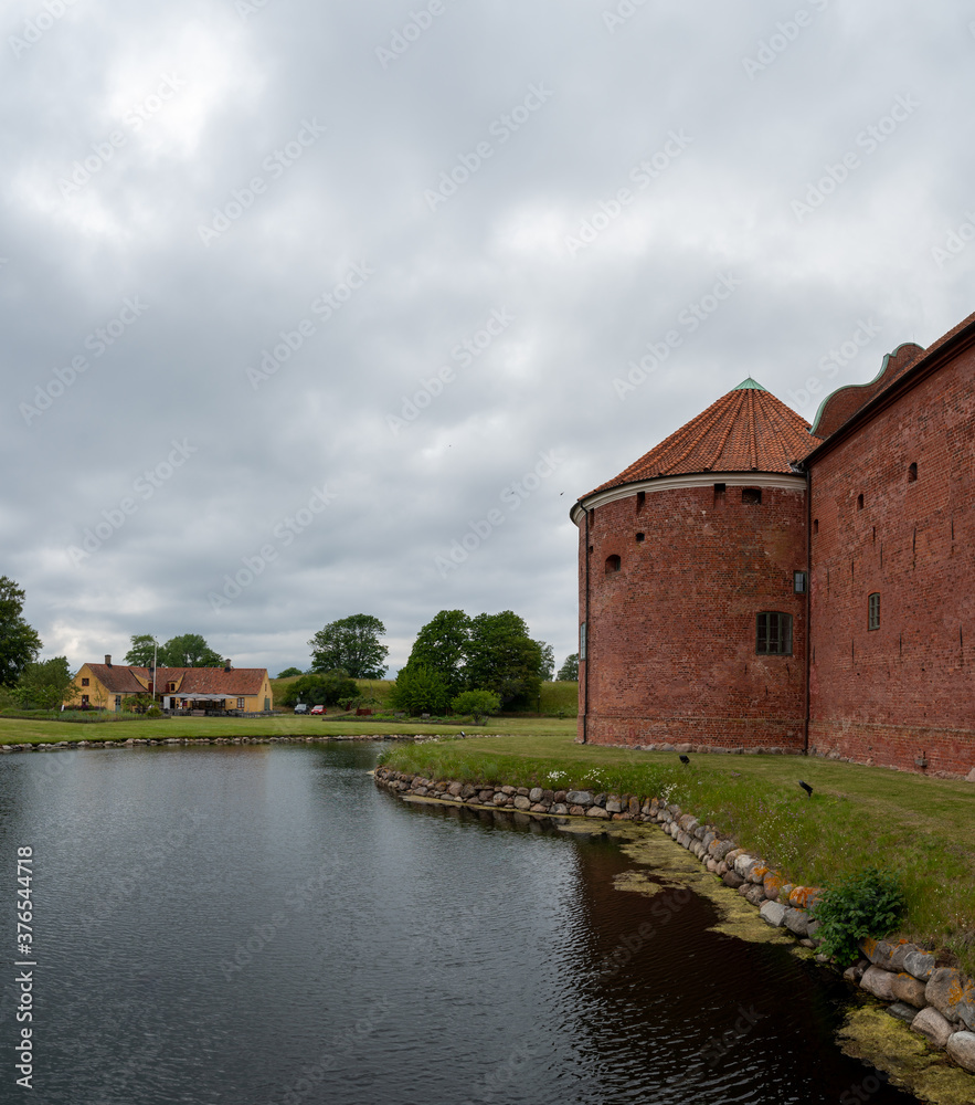 The round red brick tower of Landskrona castle