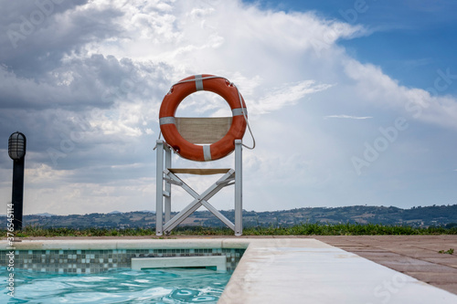 Swimming pool and a lifebuoy