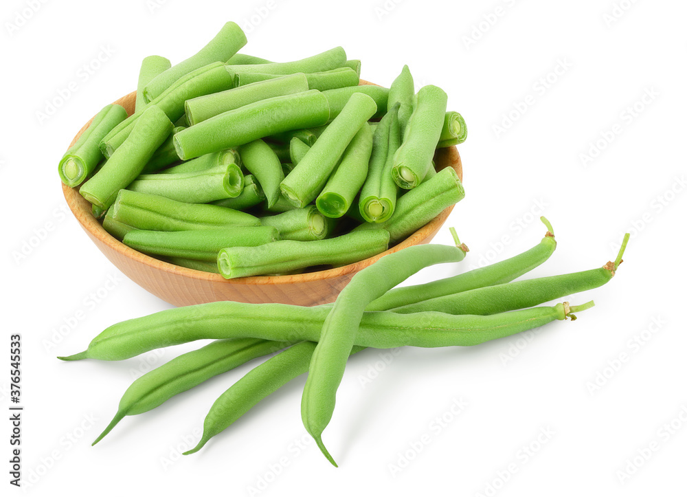 Green beans isolated on a white background with clipping path and full depth of field, Green beans isolated on a white background with clipping path and full depth of field,