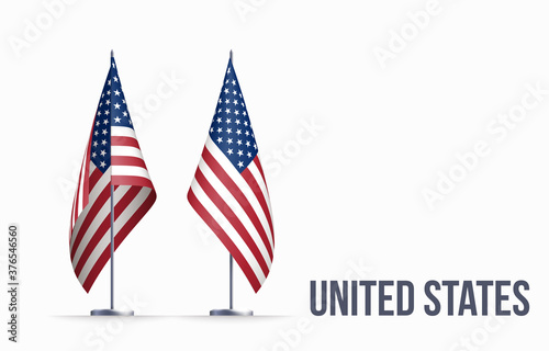 USA flag state symbol isolated on background national banner. Greeting card National Independence Day of the United States. Illustration banner with realistic state flag of America.