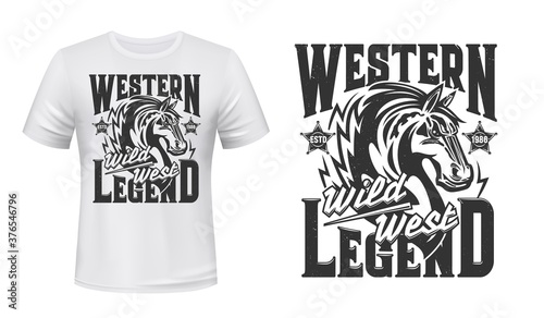 Fotografie, Obraz Wild west mustang t-shirt vector print