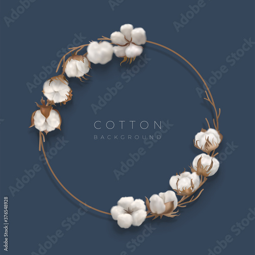 Vector round frame with cotton branch