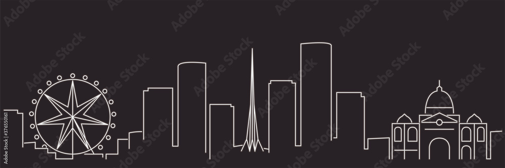 Fototapeta premium Melbourne Single Line Simple Minimalist Skyline