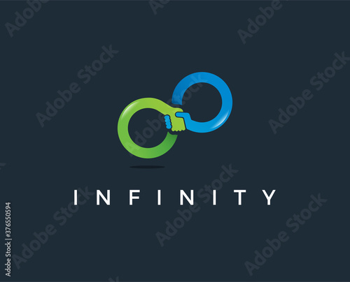 minimal handshake infinity logo template - vector illustration