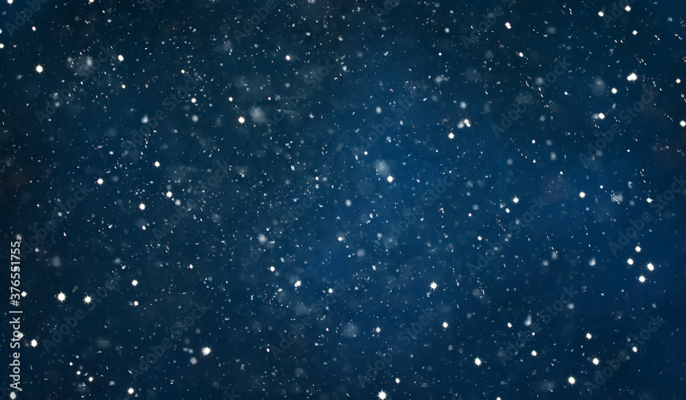 Navy Blue Night Background with falling snow