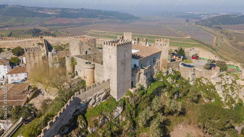 Aerial view of Óbidos castle, Portugal